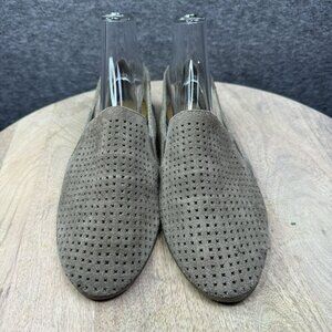 Lucky Brand Carthy‎ Perforated Suede Slip-On Loafers Womens Size 8.5 Taupe